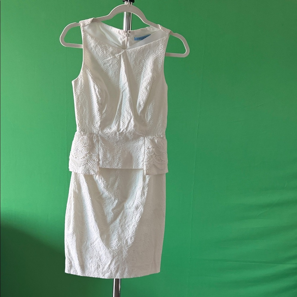 ANTONIO MELANI Elegant Ivory Textured Midi Dress